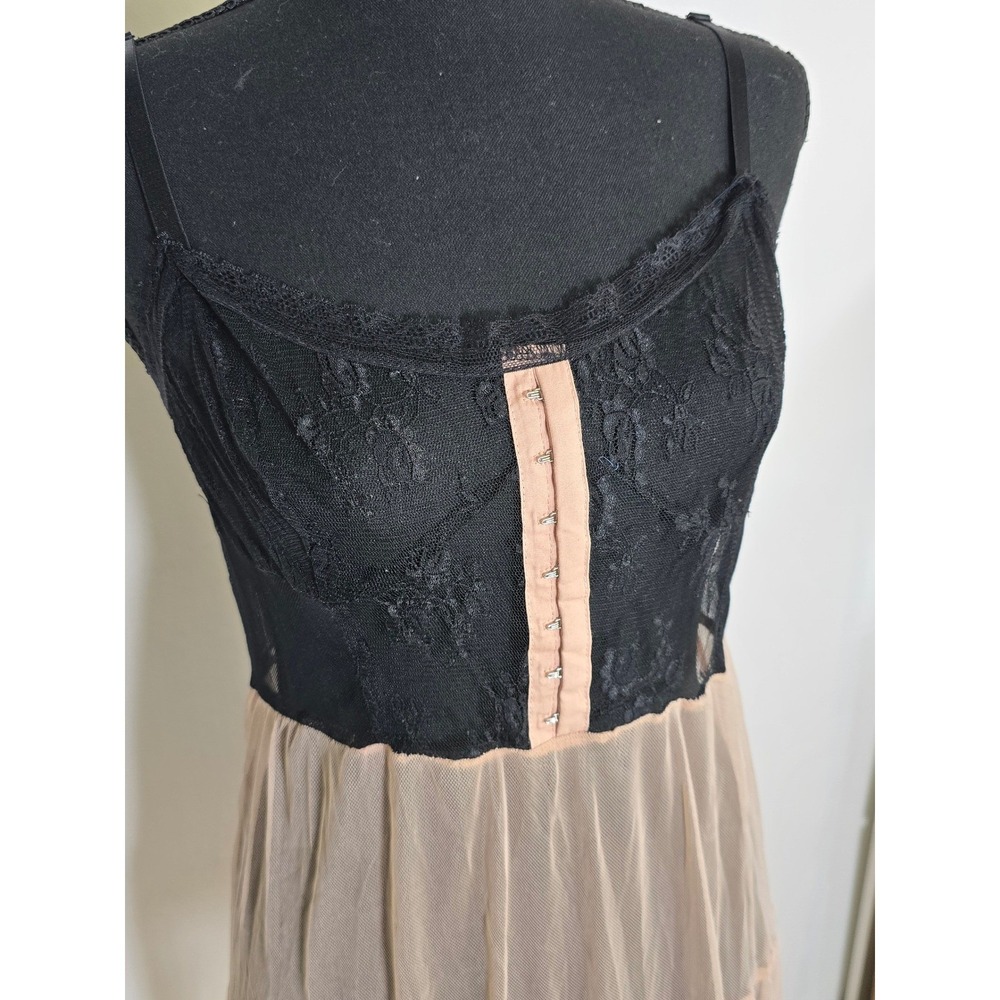 Pins and Needles Womens Lace Mesh Slip Dress L Black Pink Fairy Grunge boho
